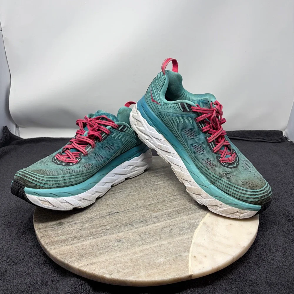 Hoka One One Bondi 6 Canton Green Blue Slate Womens Running Shoes 1019270 Sz 10